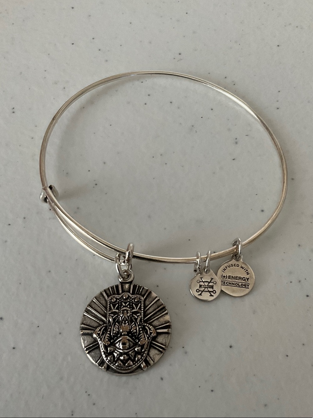 Alex and Ani Silver Hamsa Sunburst Charm Bangle Bracelet